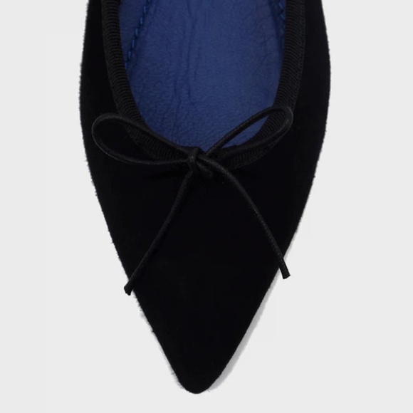 NUR ITALY New Isabella Black Suede Leather Pointed Toe Ballet Flats Shoes 40 / U - Picture 2 of 4